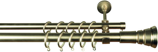 Grace Ausziehbar Metallisch Vorhangstange Doppel mit Stange Φ25mm 240-240cm Bronze