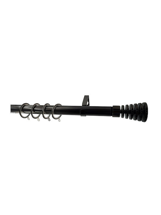 Grace Ausziehbar Metallisch Vorhangstange Einfach Φ28mm 300-300cm Nikel Black