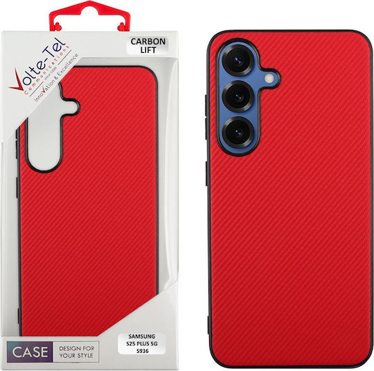 Volte-Tel Carbon Lift Umschlag Rückseite Silikon Rot (Galaxy S25+)