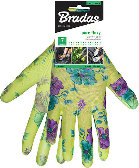 Bradas Pure Floxy Gloves for Work Garden Green Polyurethane 1pcs