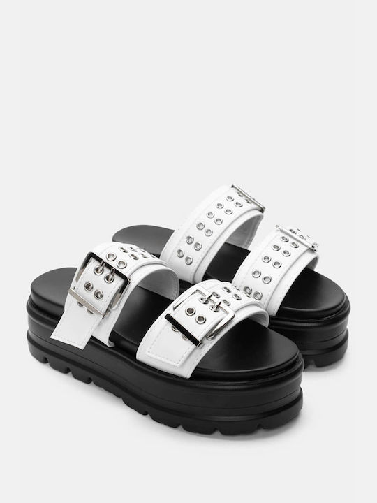 Luigi Women's Flat Sandals Flatforms in White C...