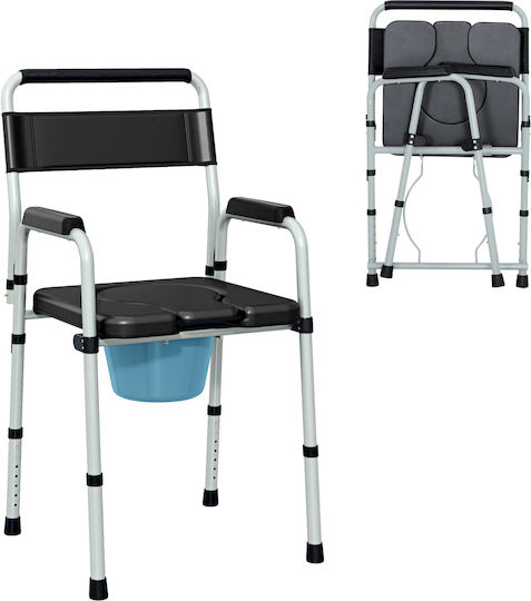 HomCom Toilettenstuhl mit Rückenlehne 713-188V00BK