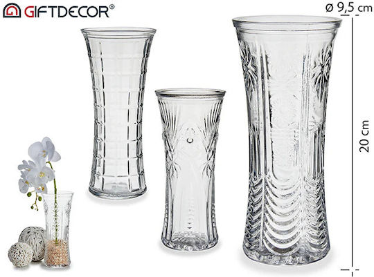 Gift Decor Vază Decorativă Sticlă Transparent 9.5x20cm 1buc (Diverse modele)