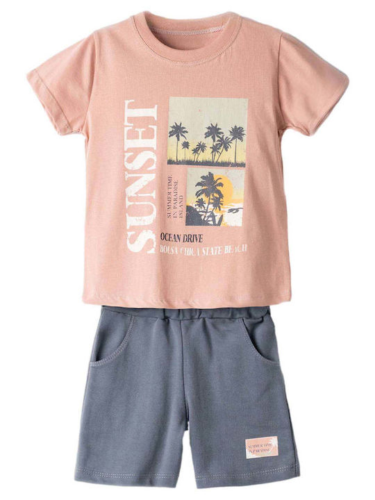 Kids' Set with Shorts Summer 2pcs Salmon
