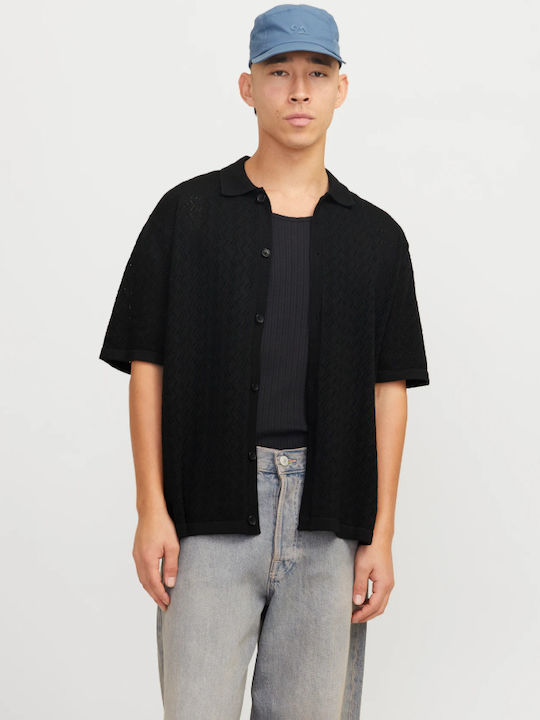 Jack & Jones Поло Блуза с къс ръкав Черна