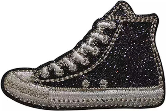 Θερμοκολλητική Στάμπα Παπούτσια All Star Γκλίτερ Μαύρο Διάσταση 6.5cm X 4cm 1τεμ