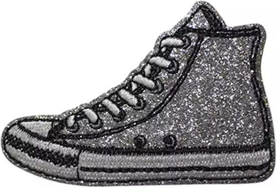 Θερμοκολλητική Στάμπα Παπούτσια All Star Γκλίτερ Γκρι Διάσταση 6.5cm X 4cm 1τεμ