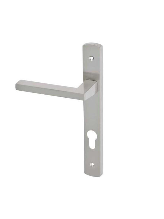 Best Design Πόμολο Εξώπορτας με Πλάκα Αριστερό Νίκελ Ματ