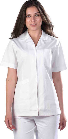 Anta Uniforms Γυναικείο Ιατρικό Σακάκι Λευκό από Βαμβάκι και Πολυεστέρα