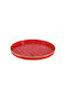 Rotes Metalltablett mit geprägter Oberfläche D:40φ 3υ cm