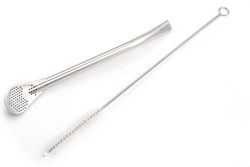 Metallische Silberne Strohhalme mit Bürste