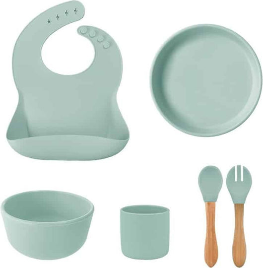 Minikoioi Feeding Set Blw Iii made of Silicone Green 6pcs
