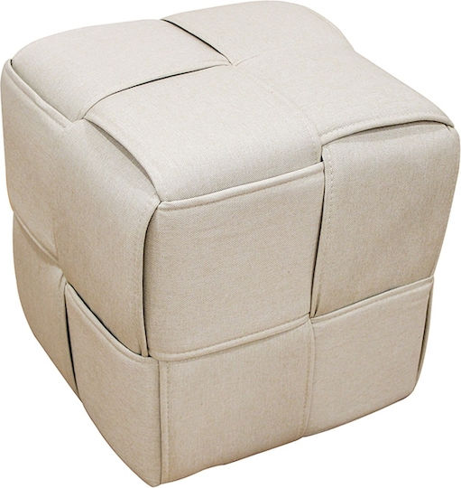 Σκαμπό Σαλονιού Επενδυμένο με Ύφασμα Line Cream 40x40x40εκ.