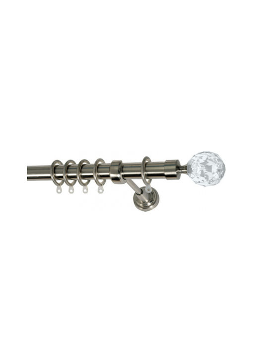 Import Hellas Extendable Metallic Curtain Pole Νο9 Single Φ25mm 140-250cm Nickel Matte