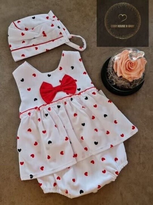 Babystrampler Ärmellos mit Mütze Weiß