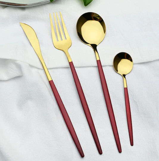 Portuguese Style Set de Tacâmuri Inoxidabil Roșii 24buc