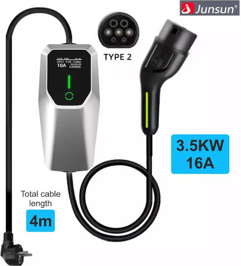 Junsun Tragbar Einphasig Elektroauto-Ladestation 3.5kW mit Integriertes Kabel Typ 2 (JS24012C)