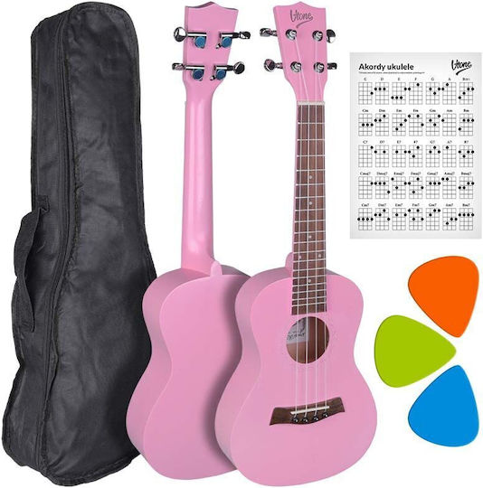 V-tone Uk23 Pk Acoustic Concert Ukulele 23" Pink + Cover Ukulele Bag Carrying Case 3 Picks Pink