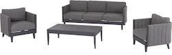 Living Room Set 4 Pieces Gray with Pillows