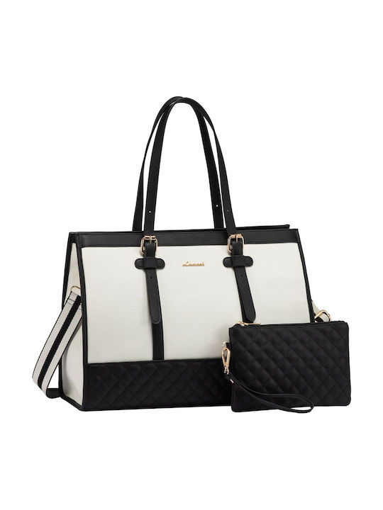 Комплект Дамска Чанта Шопър През Рамо Black/Beige