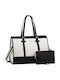 Комплект Дамска Чанта Шопър През Рамо Black/Beige