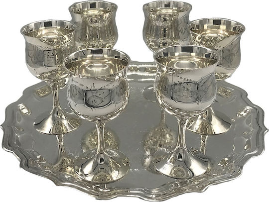 Galifas Set of Glasses Liqueur/Ouzo made of Metal in Silver Color 6pcs
