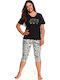 Taro Καλοκαιρινό Γυναικείο Σετ Πιτζάμας Μαύρο