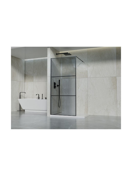 Διαχωριστικο Ντουζιερας Σταθερο 90x190cm Black Ιcs 123b/90
