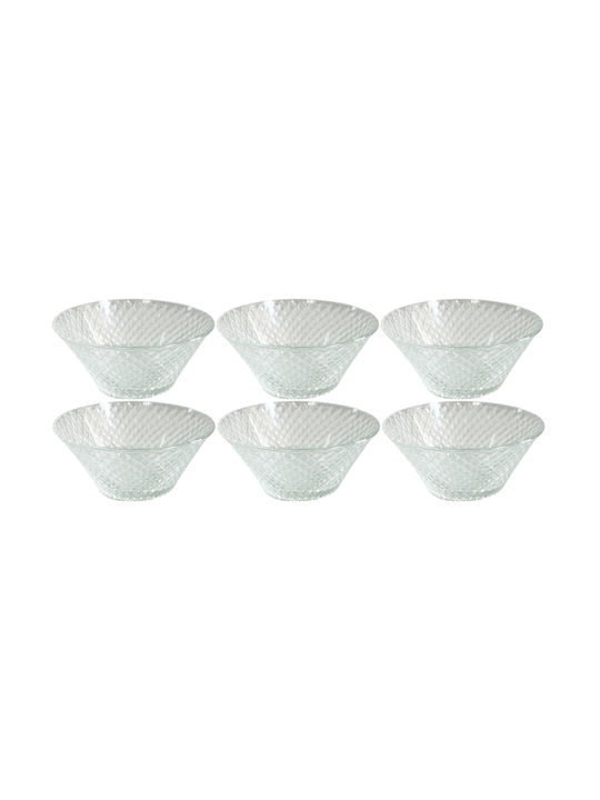 Serving Bowls Ice Cream Round Glass Transparent Diameter 12.5cm 6 Pieces MB14006