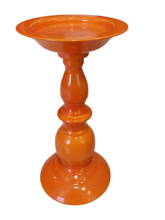 Orangener Kerzenhalter aus Metall D 10,5 x H 21,5 cm