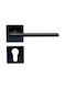 Door Handles Single or Pair Lever Rosette Contemporary Square Ilavio 2646 Zinc Alloy Material Black Soft Touch 86