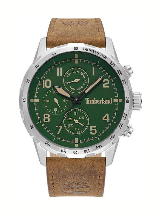 Timberland Campton Ανδρικό Ρολόι Χρονογράφος Μπαταρίας με Καφέ Δερμάτινο Λουράκι