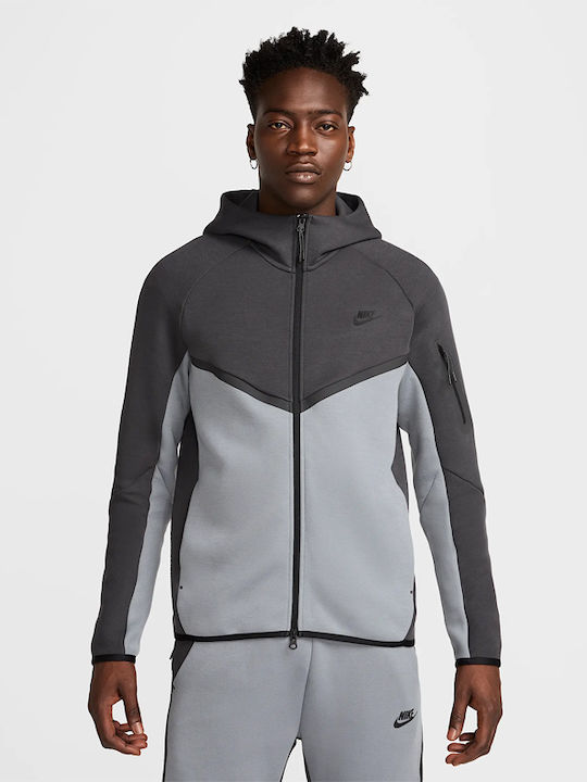 Nike Tech Tech Fleece Ζακέτα με Κουκούλα Γκρι