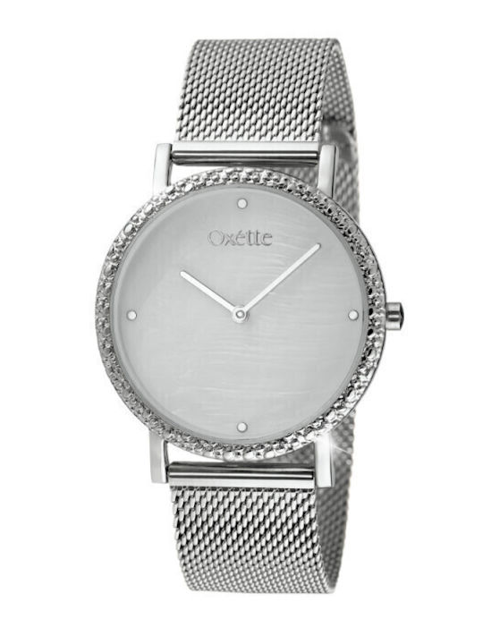 Oxette Neon Γυναικείο Ρολόι Μπαταρίας με Ασημί Μεταλλικό Μπρασελέ