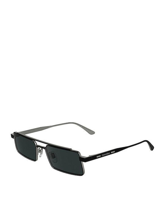 Calvin Klein Unisex Sunglasses with Black Metallic Frame and Black Lens