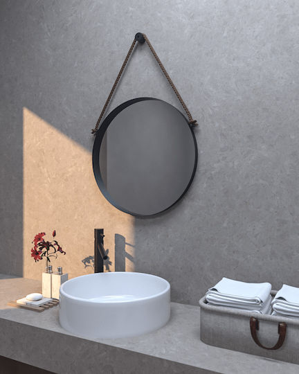 Handgefertigter Metallspiegel Eisen Seil Φ55 Projekt Spiegel Silber Klingen Schirm Beige Seil