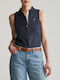 Women's Polo Blouse Sleeveless Dark Blue
