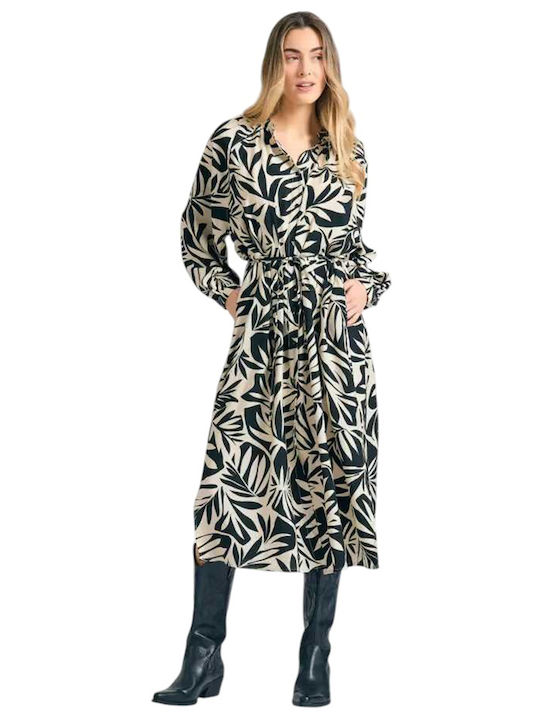 Funky Buddha Midi Рокля-Риза С Цепка Черна