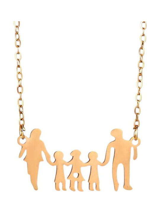 Goldene Boho-Familienkette Papa-Mama-2 Jungen-Mädchen Königin Mutter