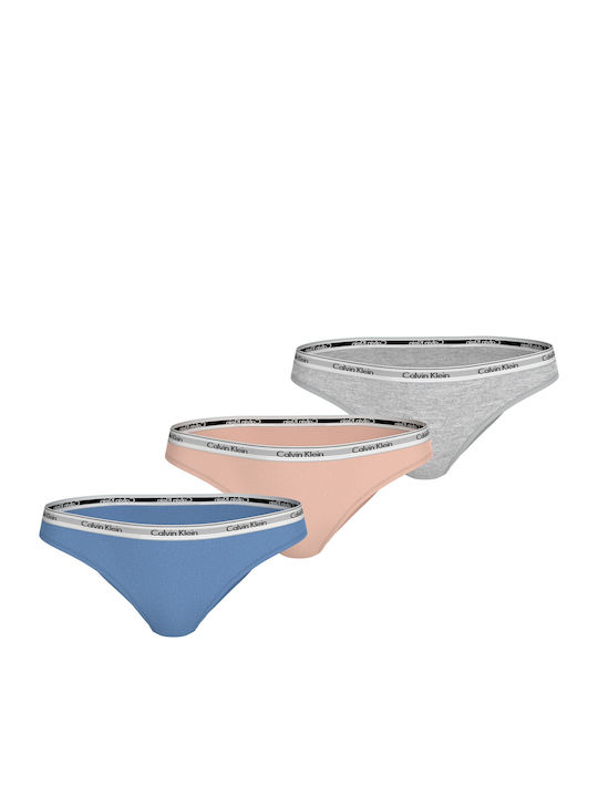 Calvin Klein Βαμβακερά Damen Slip 3Pack Multi C...