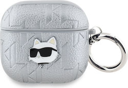 Karl Lagerfeld Choupette Head Hülle Leder / Kunststoff / Synthetisches Leder in Silber Farbe für Apple AirPods 4