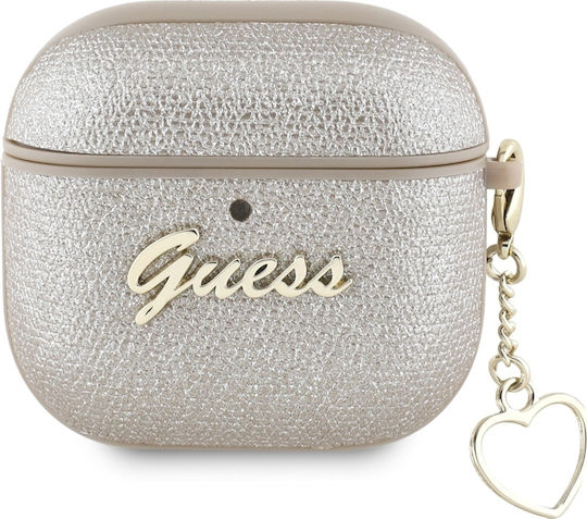 Guess Charm Hülle Kunststoff in Gold Farbe für Apple AirPods 4