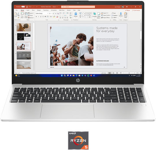 HP 255 G10 15.6" IPS FHD (Ryzen 5-7530U/16GB/512GB SSD/W11 Pro) Turbo Silver (US Keyboard)
