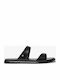 Jaida Leather Women's Flat Sandals in Black Color