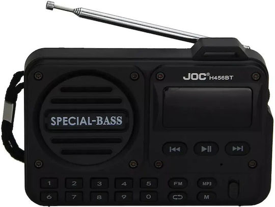 Joc H456BT Επιτραπέζιο Ραδιόφωνο Επαναφορτιζόμενο με Bluetooth και USB Μαύρο