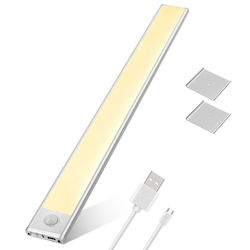Smart Led Lamp Motion Sensor Visionhub Usb Rechargeable Light Fixture Wireless Portable Built-in Battery Magnetic Support Wardrobe Kitchen Cabinet Bathroom Hallway Stairs 80 Cm Length Silver Warm Light 3500k Smart Led Lamp Motion Sensor Visionhub Usb Rechargeable Light Fixture Wireless Portable Built-in Battery Magnetic Support Wardrobe Kitchen Cabinet Bathroom Hallway Stairs 80 Cm Length Silver Warm Light 3500k