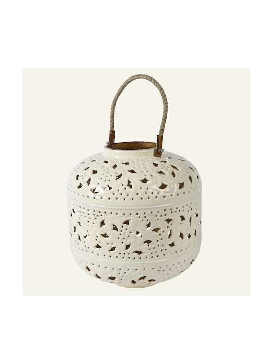 Beauty Home Φαναράκι Μεταλλικό Επιτραπέζιο Λευκό 28x30x30εκ.