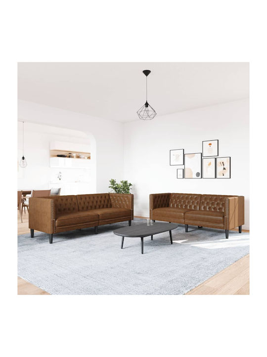 Vidaxl Chesterfield Sofa 2-Piece Set Brown Faux...