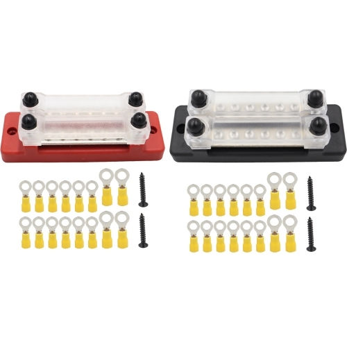 Cp-3114 1 Pair 150a 12-48v Rv Yacht Double-row 6-way Busbar 32pcs Terminals