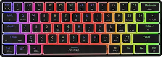 Genesis Thor 660 G2 Гейминг Механична Клавиатура 60% с Гатерон Браун суичове и RGB подсветка (Английски US) Черен